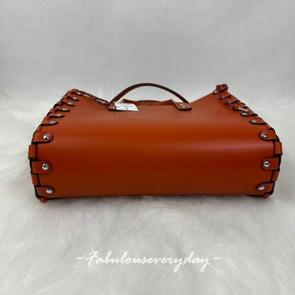 Coach Medium Re Laceable Tote In Coachtopia Leather/Deep Orange CO667 + Pouch - Picture 8 of 9